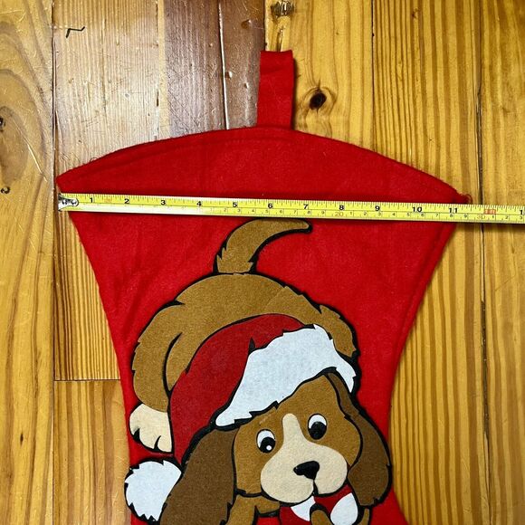 Puppy Dog Felt Christmas Stocking Spaniel Beagle Applique 18" Santa Candy Cane - Picture 5 of 10